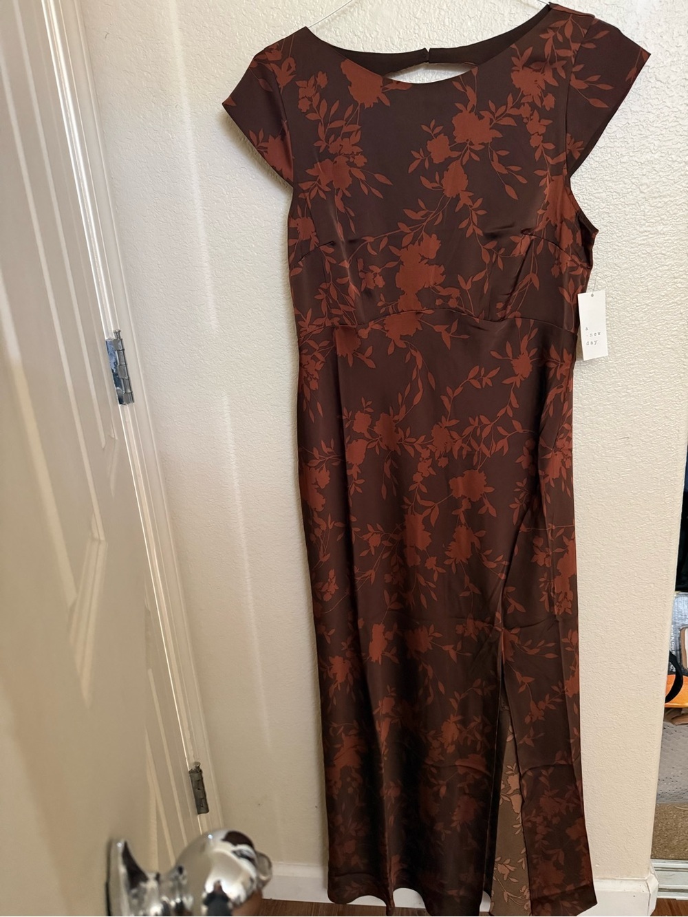 A New Day Brown Floral Maxi Dress with Rust Floral Print